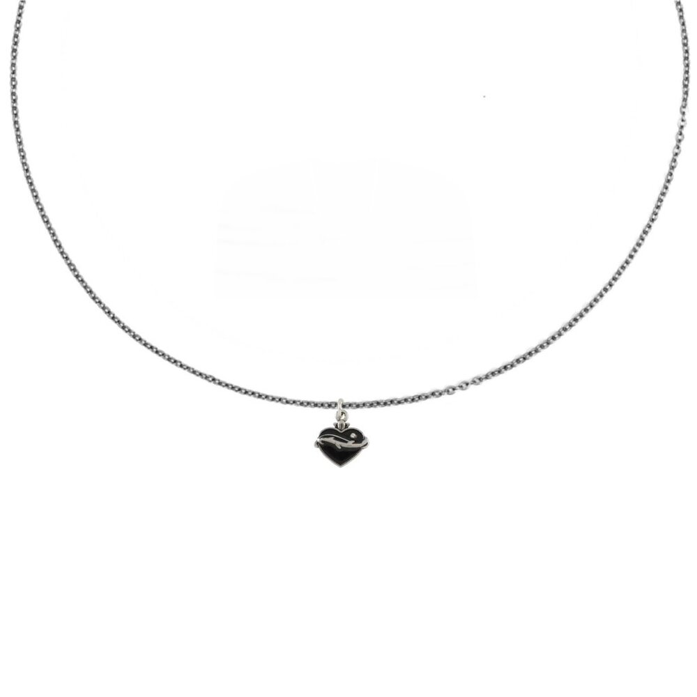 Black & Silver Heart Charm Necklace
